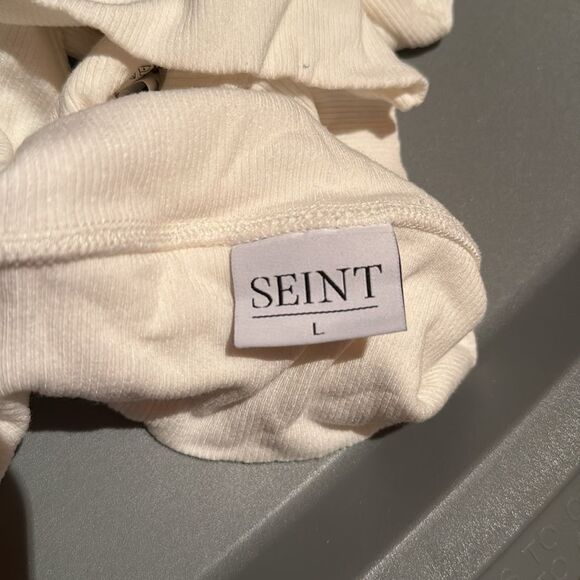 Seint white cotton comfort ribbed bra crop top size L - Picture 8 of 8